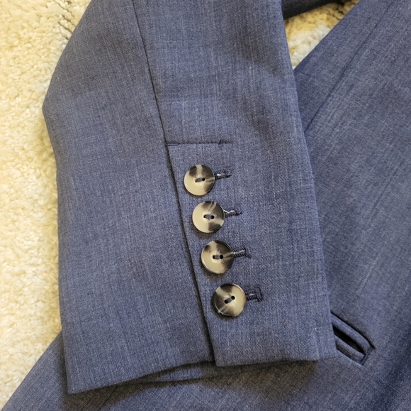 Anthropology MauveNavy double breasted button blazer welt pockets Size 10 - Picture 11 of 16